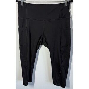 Healthyoga Womens Capri High Waist Tummy Control Leggings Black Large Activewear